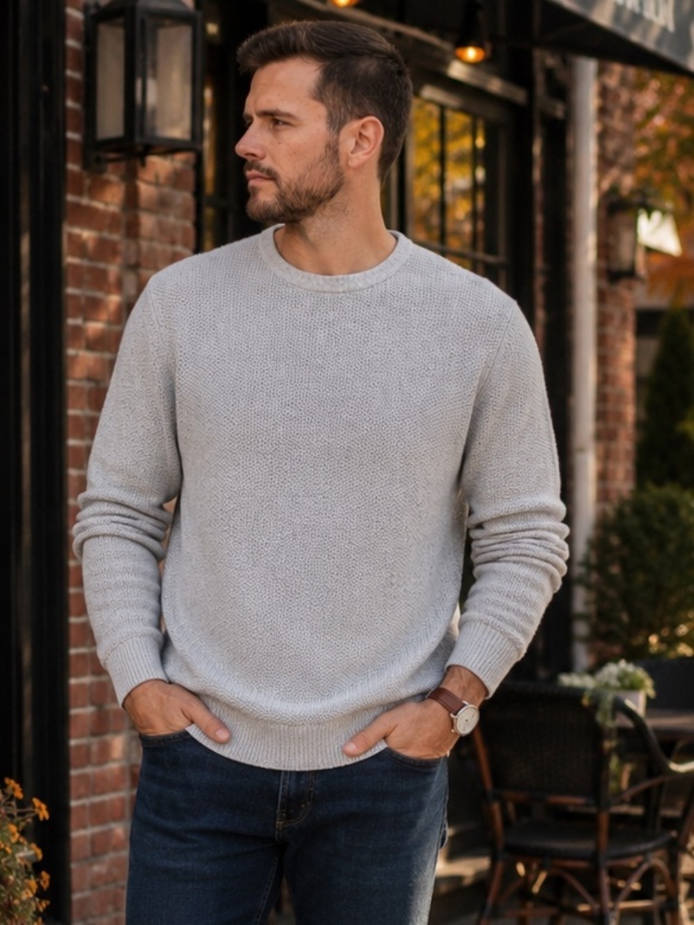 Goodfellow & Co Textured Knit Sweater Large Gray 100% Cotton NWT Men’s